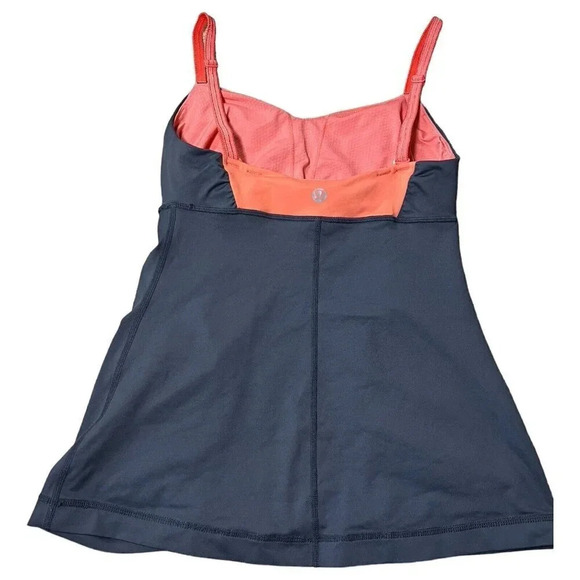 Lululemon Happy Heat Coral & Gray Luxtreme Ruched Strappy Tank Top Size 2 - Picture 3 of 8